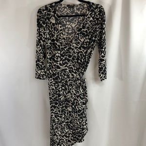 Bcbg MaxAzria Black and white print wrap dress L